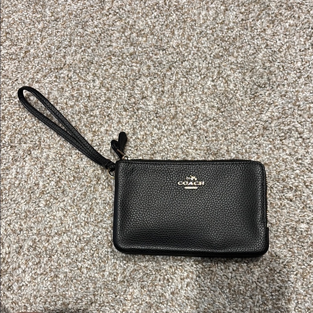 Coach Pebbled Leather Black Wristlet